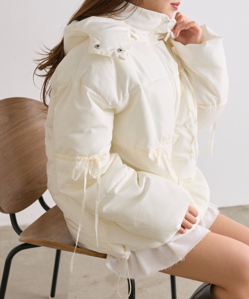 OLIVE des OLIVE（オリーブデオリーブ）の「リボンエコダウンミドル丈ブルゾン（ダウンジャケット/コート・レディース・ブラック/オフホワイト/ピンク・FREE）」の21枚目の写真