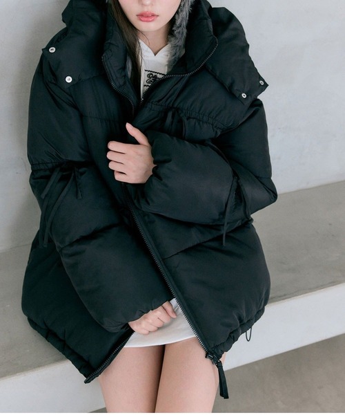 ✨本日限定値下✨美品✨  オリーブ ダウンジャケット セール】リボンエコダウンミドル丈ブルゾン（ダウンジャケット/コート