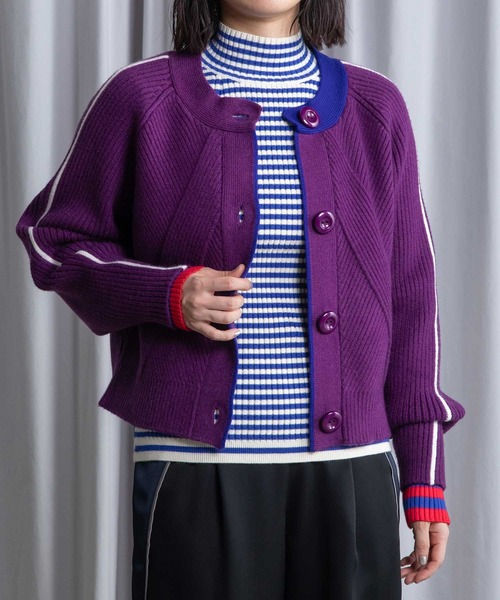 MARECHAL TERRE（マルシャルテル）の「クルーネックカラーカーディガン（カーディガン/ボレロ・レディース・レッド/ライム/パープル/ブラック・MEDIUM）」の3枚目の写真