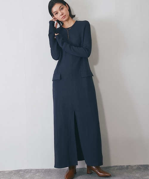SMILE ORCHID(スマイルオーキッド)の「ストレッチロング丈ワンピース(ワンピース・レディース・グレー/ネイビー・M)」の21枚目の写真
