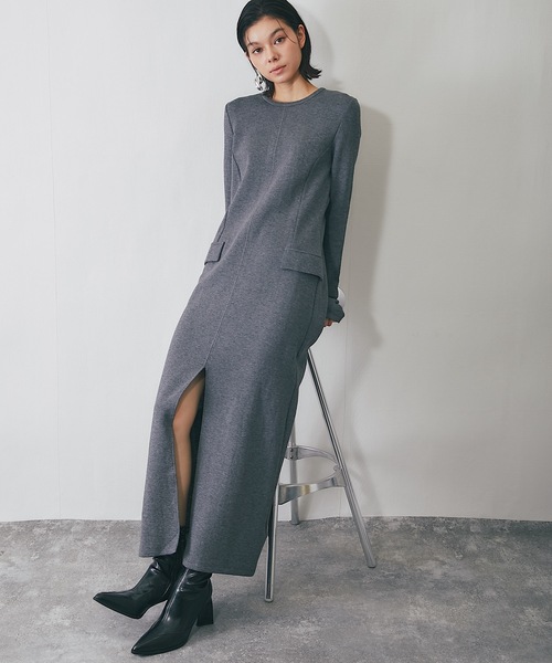 SMILE ORCHID(スマイルオーキッド)の「ストレッチロング丈ワンピース(ワンピース・レディース・グレー/ネイビー・M)」の15枚目の写真