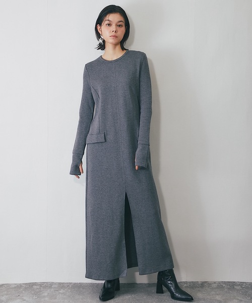 SMILE ORCHID(スマイルオーキッド)の「ストレッチロング丈ワンピース(ワンピース・レディース・グレー/ネイビー・M)」の12枚目の写真