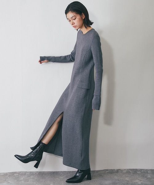 SMILE ORCHID(スマイルオーキッド)の「ストレッチロング丈ワンピース(ワンピース・レディース・グレー/ネイビー・M)」の18枚目の写真