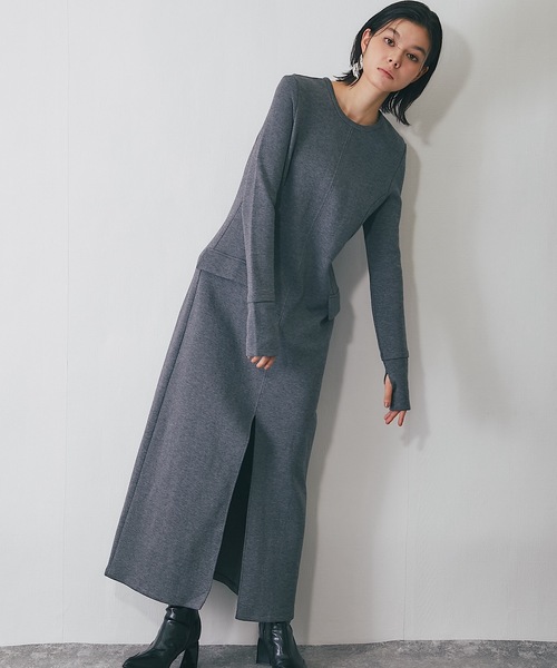 SMILE ORCHID(スマイルオーキッド)の「ストレッチロング丈ワンピース(ワンピース・レディース・グレー/ネイビー・M)」の11枚目の写真