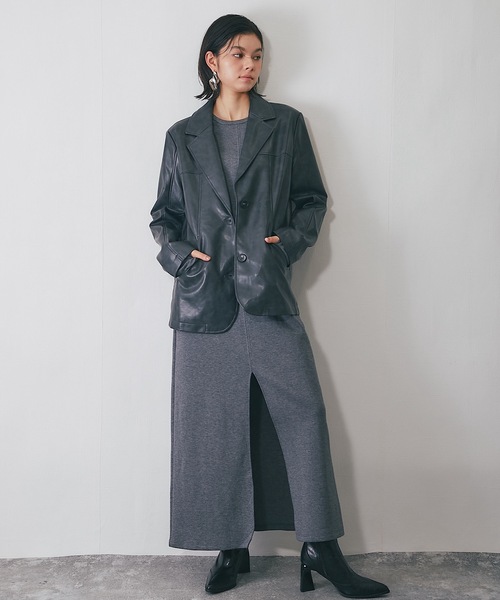 SMILE ORCHID(スマイルオーキッド)の「ストレッチロング丈ワンピース(ワンピース・レディース・グレー/ネイビー・M)」の16枚目の写真