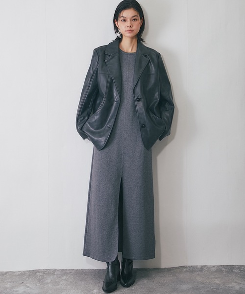 SMILE ORCHID(スマイルオーキッド)の「ストレッチロング丈ワンピース(ワンピース・レディース・グレー/ネイビー・M)」の19枚目の写真