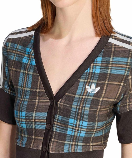 adidas（アディダス）の「adidas CHECKED V-NECK SHIRT WITH BUTTONS / アディダス チェック V-ネック シャツ ウィズ ボタン シャツ（ニット/セーター・レディース・マルチ・S/M/L）」の2枚目の写真