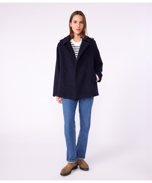 PETIT BATEAU(プチバトー)の「Pコート(ダウンジャケット/コート・レディース・ネイビー・X-SMALL/SMALL/MEDIUM/LARGE)」の1枚目の写真