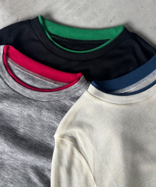 Unitage(ユニテージ)の「配色レイヤード風ロンtee(Tシャツ/カットソー・レディース・ブラック/アイボリー/グレー・FREE)」の5枚目の写真