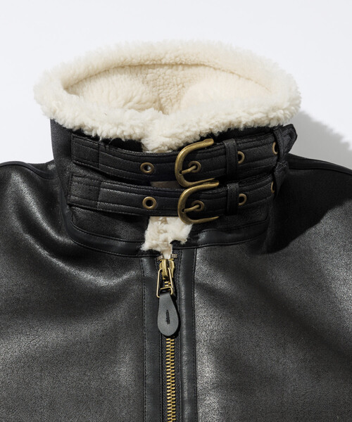 HINSON(ヒンソン)の「HINSON/ヒンソン B-3 フェイクムートン ジャケット(ブルゾン・メンズ・ブラック/ブラウン・MEDIUM/LARGE)」の8枚目の写真