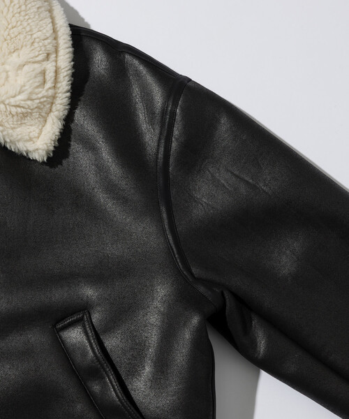 HINSON(ヒンソン)の「HINSON/ヒンソン B-3 フェイクムートン ジャケット(ブルゾン・メンズ・ブラック/ブラウン・MEDIUM/LARGE)」の9枚目の写真