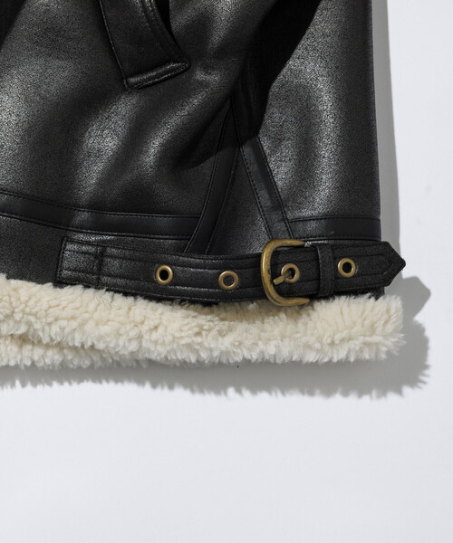 HINSON(ヒンソン)の「HINSON/ヒンソン B-3 フェイクムートン ジャケット(ブルゾン・メンズ・ブラック/ブラウン・MEDIUM/LARGE)」の11枚目の写真