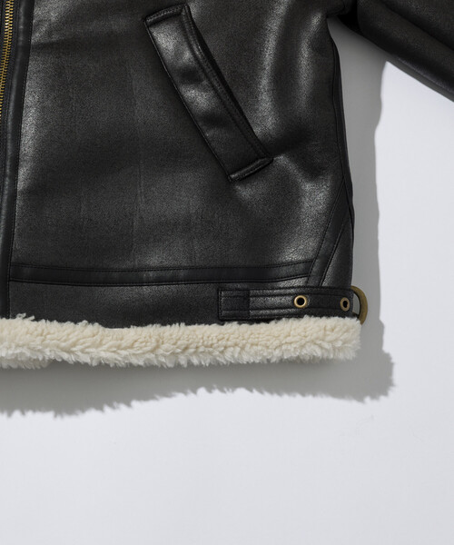 HINSON(ヒンソン)の「HINSON/ヒンソン B-3 フェイクムートン ジャケット(ブルゾン・メンズ・ブラック/ブラウン・MEDIUM/LARGE)」の13枚目の写真