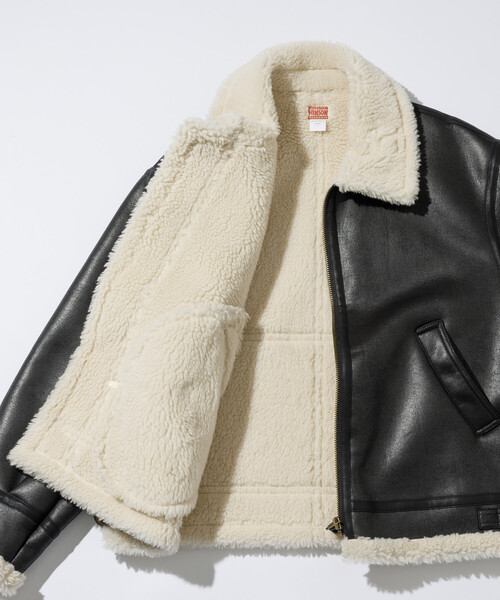 HINSON(ヒンソン)の「HINSON/ヒンソン B-3 フェイクムートン ジャケット(ブルゾン・メンズ・ブラック/ブラウン・MEDIUM/LARGE)」の14枚目の写真