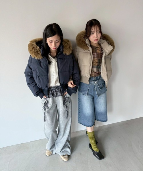 SANSeLF（サンセルフ）の「【SANSeLF】 ショートボリュームダウンジャケット saw25a059（ダウンジャケット/コート・レディース・ネイビー/ベージュ・FREE）」の18枚目の写真