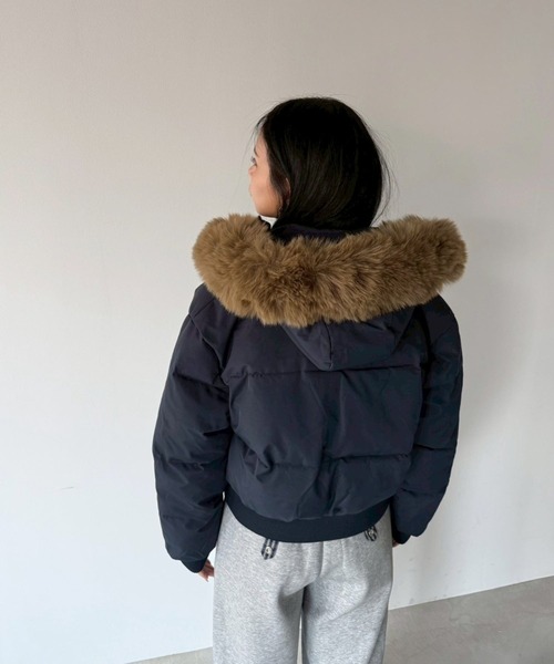 SANSeLF（サンセルフ）の「【SANSeLF】 ショートボリュームダウンジャケット saw25a059（ダウンジャケット/コート・レディース・ネイビー/ベージュ・FREE）」の12枚目の写真