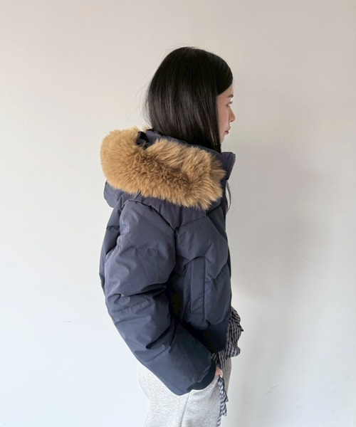 SANSeLF（サンセルフ）の「【SANSeLF】 ショートボリュームダウンジャケット saw25a059（ダウンジャケット/コート・レディース・ネイビー/ベージュ・FREE）」の14枚目の写真