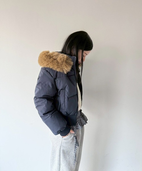 SANSeLF（サンセルフ）の「【SANSeLF】 ショートボリュームダウンジャケット saw25a059（ダウンジャケット/コート・レディース・ネイビー/ベージュ・FREE）」の15枚目の写真