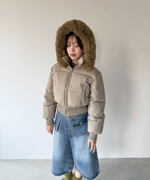 SANSeLF（サンセルフ）の「【SANSeLF】 ショートボリュームダウンジャケット saw25a059（ダウンジャケット/コート・レディース・ネイビー/ベージュ・FREE）」の21枚目の写真