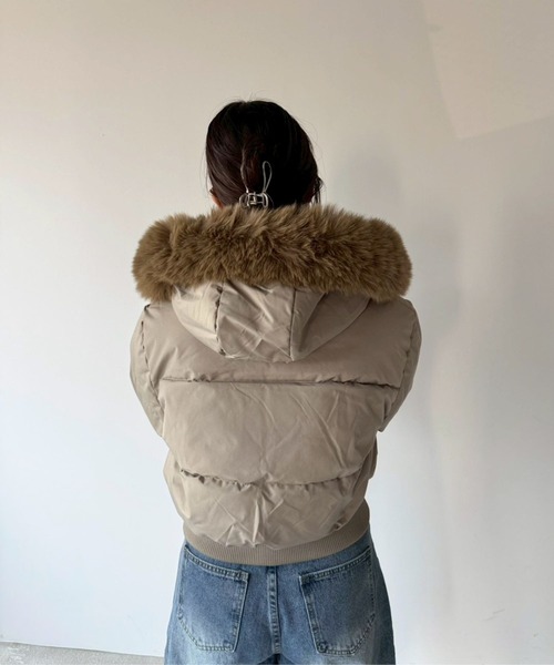 SANSeLF（サンセルフ）の「【SANSeLF】 ショートボリュームダウンジャケット saw25a059（ダウンジャケット/コート・レディース・ネイビー/ベージュ・FREE）」の3枚目の写真