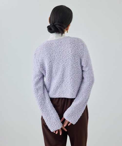 Coohem（コーヘン）の「【COOHEM(コーヘン)】 COTTON FANCY YARN KNIT CARDIGAN（カーディガン/ボレロ・レディース・ダークラベンダー/キナリ/ベージュ系その他・FREE）」の4枚目の写真