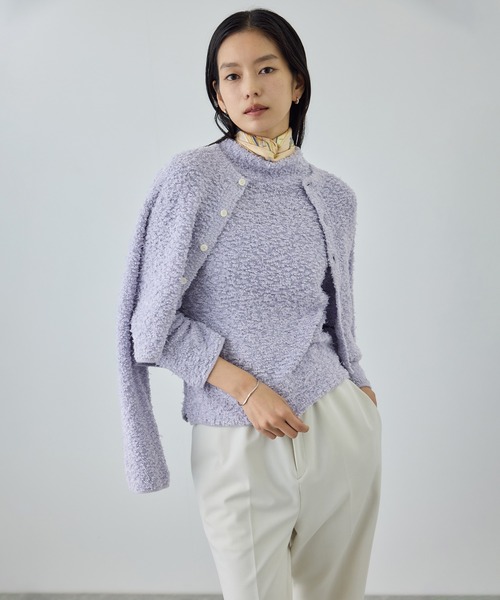 Coohem（コーヘン）の「【COOHEM(コーヘン)】 COTTON FANCY YARN KNIT CARDIGAN（カーディガン/ボレロ・レディース・ダークラベンダー/キナリ/ベージュ系その他・FREE）」の5枚目の写真