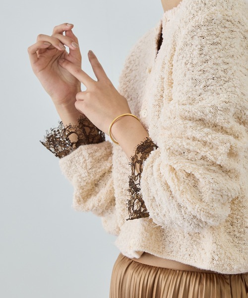 Coohem（コーヘン）の「【COOHEM(コーヘン)】 COTTON FANCY YARN KNIT CARDIGAN（カーディガン/ボレロ・レディース・ダークラベンダー/キナリ/ベージュ系その他・FREE）」の7枚目の写真