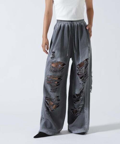 ROYAL FLASH(ロイヤルフラッシュ)の「MITSUKI/ミツキ/ハイダメージスウェットパンツ(スウェットパンツ・レディース・グレー/ブラック・F)」の6枚目の写真