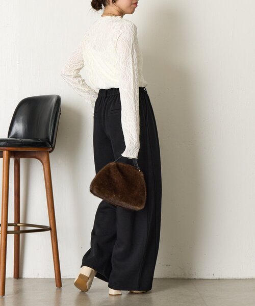 Jena espace merveilleux（ジェナ　エスパスメルヴェイユ）の「【インナーにも◎】ウェーブジャガードプルオーバー（Tシャツ/カットソー・レディース・ブラック/アイボリー・FREE）」の6枚目の写真