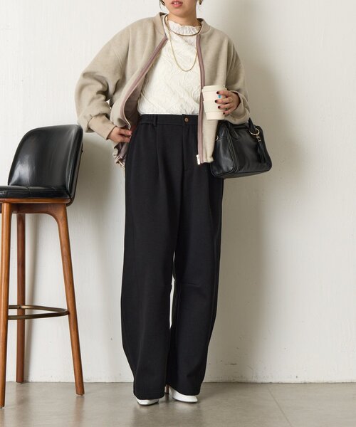 Jena espace merveilleux（ジェナ　エスパスメルヴェイユ）の「【インナーにも◎】ウェーブジャガードプルオーバー（Tシャツ/カットソー・レディース・ブラック/アイボリー・FREE）」の13枚目の写真