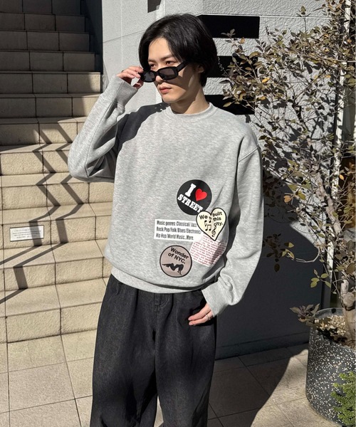 セール】裏起毛ワッペンデザイントップス（スウェット）｜sedacle