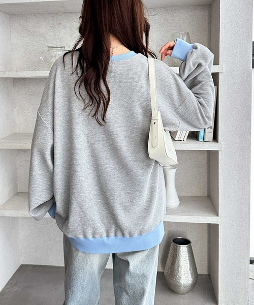 U.S. POLO ASSN.（ユーエスポロアッスン）の「GeeRA別注【U.S.POLOASSN.】オーバーサイズワッフルトップス（Tシャツ/カットソー・レディース・ネイビー/ライトピンク/杢グレー・MEDIUM/X-LARGE/LARGE）」の6枚目の写真