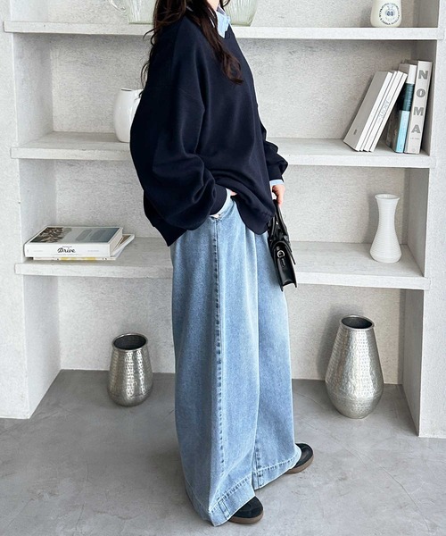 U.S. POLO ASSN.（ユーエスポロアッスン）の「GeeRA別注【U.S.POLOASSN.】オーバーサイズワッフルトップス（Tシャツ/カットソー・レディース・ネイビー/ライトピンク/杢グレー・MEDIUM/X-LARGE/LARGE）」の11枚目の写真