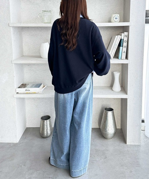 U.S. POLO ASSN.（ユーエスポロアッスン）の「GeeRA別注【U.S.POLOASSN.】オーバーサイズワッフルトップス（Tシャツ/カットソー・レディース・ネイビー/ライトピンク/杢グレー・MEDIUM/X-LARGE/LARGE）」の12枚目の写真