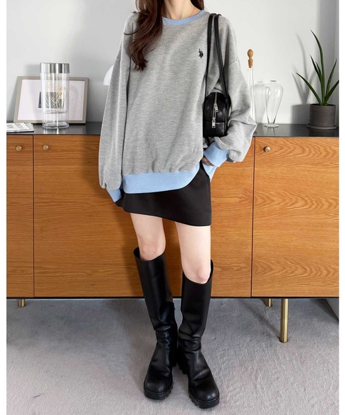 U.S. POLO ASSN.（ユーエスポロアッスン）の「GeeRA別注【U.S.POLOASSN.】オーバーサイズワッフルトップス（Tシャツ/カットソー・レディース・ネイビー/ライトピンク/杢グレー・MEDIUM/X-LARGE/LARGE）」の21枚目の写真