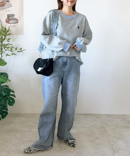 U.S. POLO ASSN.(ユーエスポロアッスン)の「【新色追加】GeeRA別注【U.S.POLOASSN.】オーバーサイズワッフルトップス(Tシャツ/カットソー・レディース・ネイビー/ライトピンク/杢グレー/ブラウン/ブラック/グレー系その他・MEDIUM/X-LARGE/LARGE)」の11枚目の写真