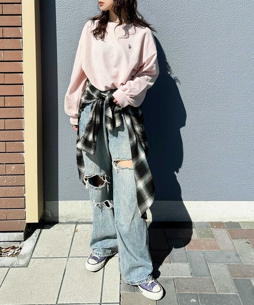 U.S. POLO ASSN.(ユーエスポロアッスン)の「【新色追加】GeeRA別注【U.S.POLOASSN.】オーバーサイズワッフルトップス(Tシャツ/カットソー・レディース・ネイビー/ライトピンク/杢グレー/ブラウン/ブラック/グレー系その他・MEDIUM/X-LARGE/LARGE)」の18枚目の写真