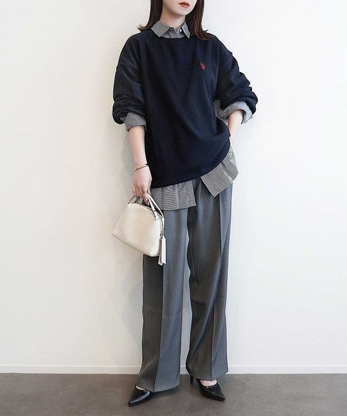 U.S. POLO ASSN.(ユーエスポロアッスン)の「【新色追加】GeeRA別注【U.S.POLOASSN.】オーバーサイズワッフルトップス(Tシャツ/カットソー・レディース・ネイビー/ライトピンク/杢グレー/ブラウン/ブラック/グレー系その他・MEDIUM/X-LARGE/LARGE)」の14枚目の写真