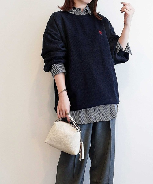 U.S. POLO ASSN.(ユーエスポロアッスン)の「【新色追加】GeeRA別注【U.S.POLOASSN.】オーバーサイズワッフルトップス(Tシャツ/カットソー・レディース・ネイビー/ライトピンク/杢グレー/ブラウン/ブラック/グレー系その他・MEDIUM/X-LARGE/LARGE)」の13枚目の写真
