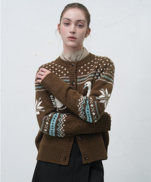 GENERAL IDEA】スワンノルディック柄ニットカーディガン / SWAN NORDIC