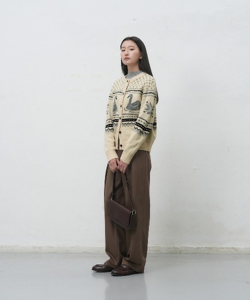 セール】【GENERAL IDEA】スワンノルディック柄ニットカーディガン