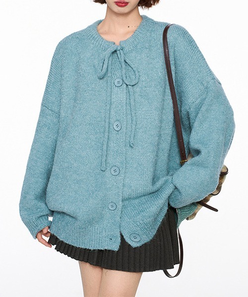 gossip!ロサンゼルス(ゴシップロサンゼルス)の「YUGA フロントリボン カーディガン(ニット/セーター・レディース・オフホワイト/グレー/ブルー・FREE)」の3枚目の写真