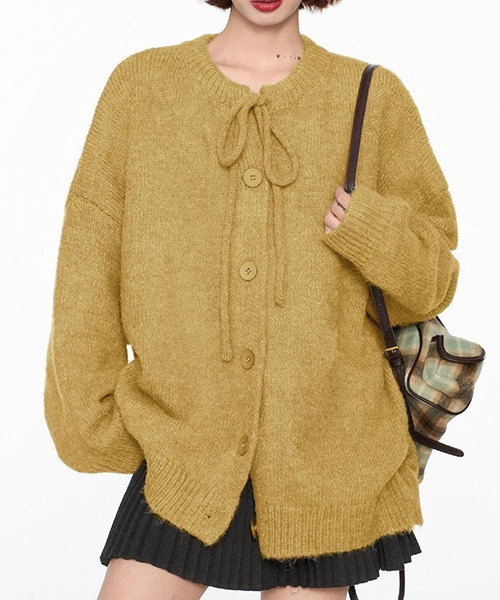 gossip!ロサンゼルス(ゴシップロサンゼルス)の「YUGA フロントリボン カーディガン(ニット/セーター・レディース・オフホワイト/グレー/ブルー・FREE)」の7枚目の写真