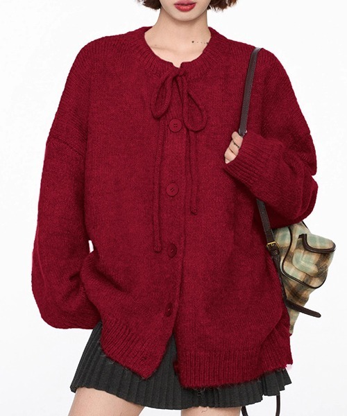 gossip!ロサンゼルス(ゴシップロサンゼルス)の「YUGA フロントリボン カーディガン(ニット/セーター・レディース・オフホワイト/グレー/ブルー・FREE)」の8枚目の写真
