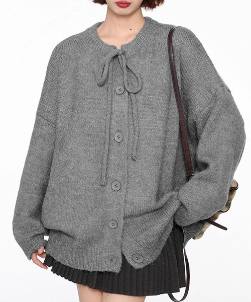 gossip!ロサンゼルス(ゴシップロサンゼルス)の「YUGA フロントリボン カーディガン(ニット/セーター・レディース・オフホワイト/グレー/ブルー・FREE)」の11枚目の写真