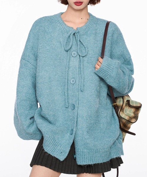 gossip!ロサンゼルス(ゴシップロサンゼルス)の「YUGA フロントリボン カーディガン(ニット/セーター・レディース・オフホワイト/グレー/ブルー・FREE)」の12枚目の写真