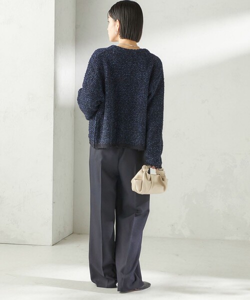 SHIPS（シップス）の「〈手洗い可能〉ミックスカラー ニット ジャケット（カーディガン/ボレロ・レディース・ネイビー/ピンク・ONE SIZE）」の4枚目の写真