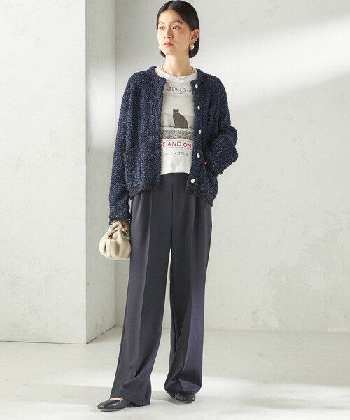 SHIPS（シップス）の「〈手洗い可能〉ミックスカラー ニット ジャケット（カーディガン/ボレロ・レディース・ネイビー/ピンク・ONE SIZE）」の6枚目の写真