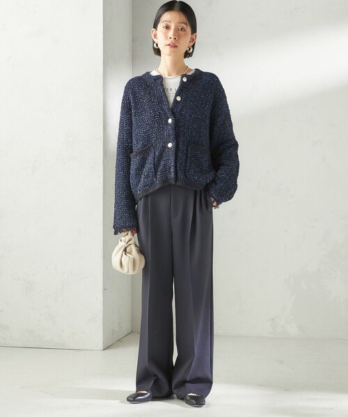 SHIPS（シップス）の「〈手洗い可能〉ミックスカラー ニット ジャケット（カーディガン/ボレロ・レディース・ネイビー/ピンク・ONE SIZE）」の10枚目の写真