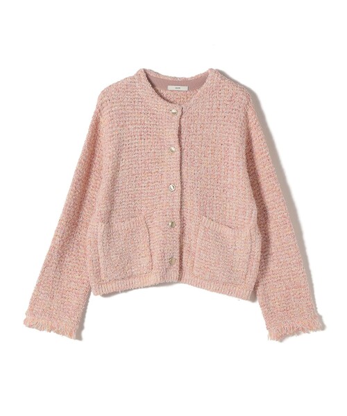 SHIPS（シップス）の「〈手洗い可能〉ミックスカラー ニット ジャケット（カーディガン/ボレロ・レディース・ネイビー/ピンク・ONE SIZE）」の14枚目の写真